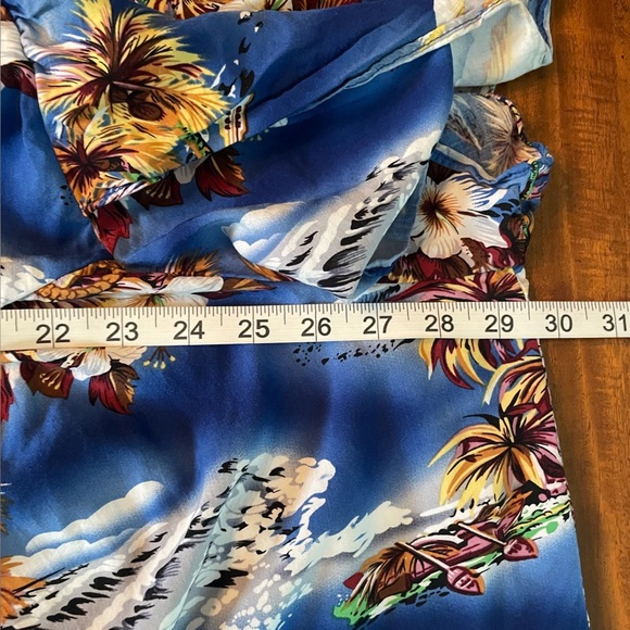 Hilo Hattie Blue Hawaii 3X Made in USA Tulip Sleeve Tropical Muu Muu Dress Beach - Picture 10 of 11